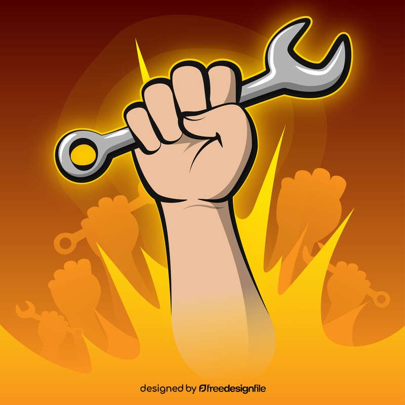 Hand holding wrench vector