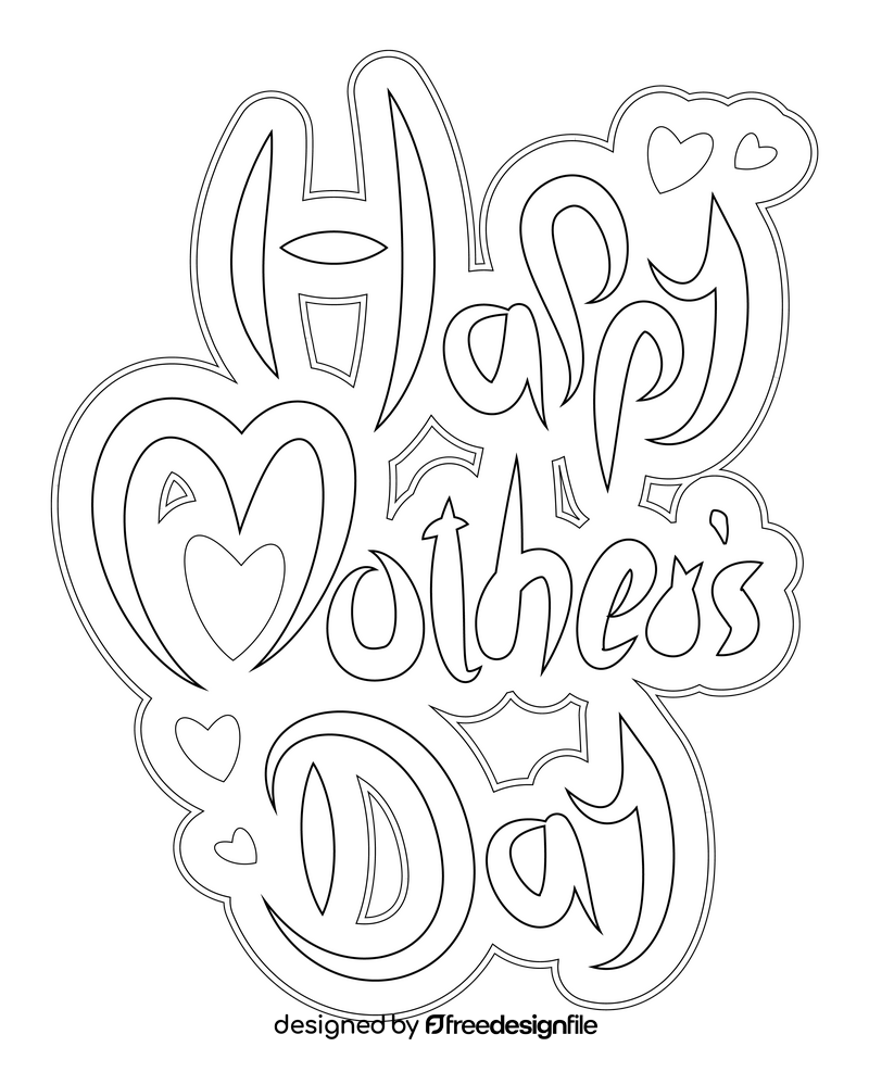 Happy mothers day drawing black and white clipart