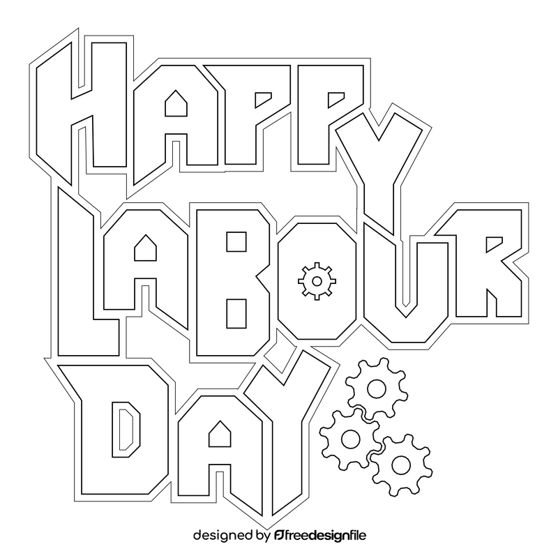 Happy labour day drawing black and white clipart