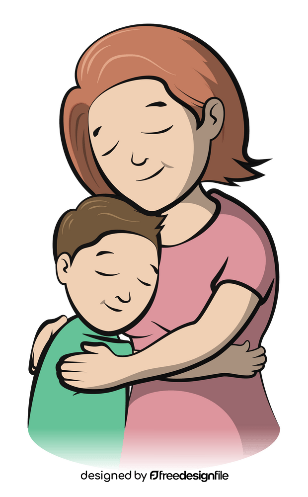 Hugging mummy on mothers day clipart