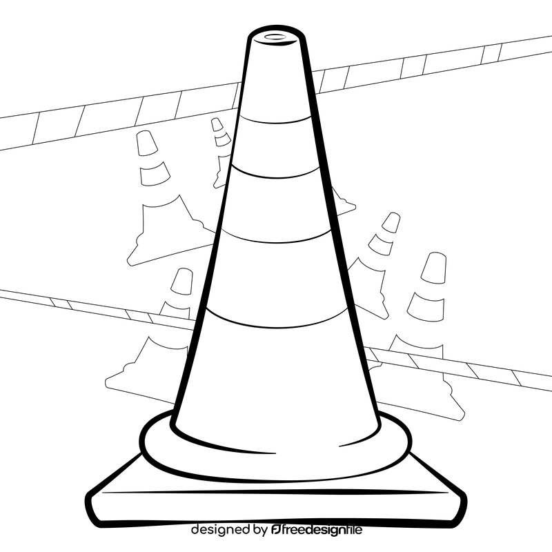 Traffic cone black and white vector