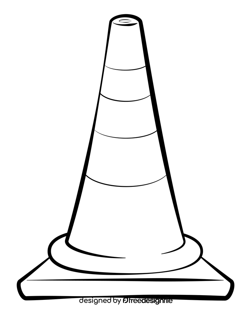 Traffic cone drawing black and white clipart