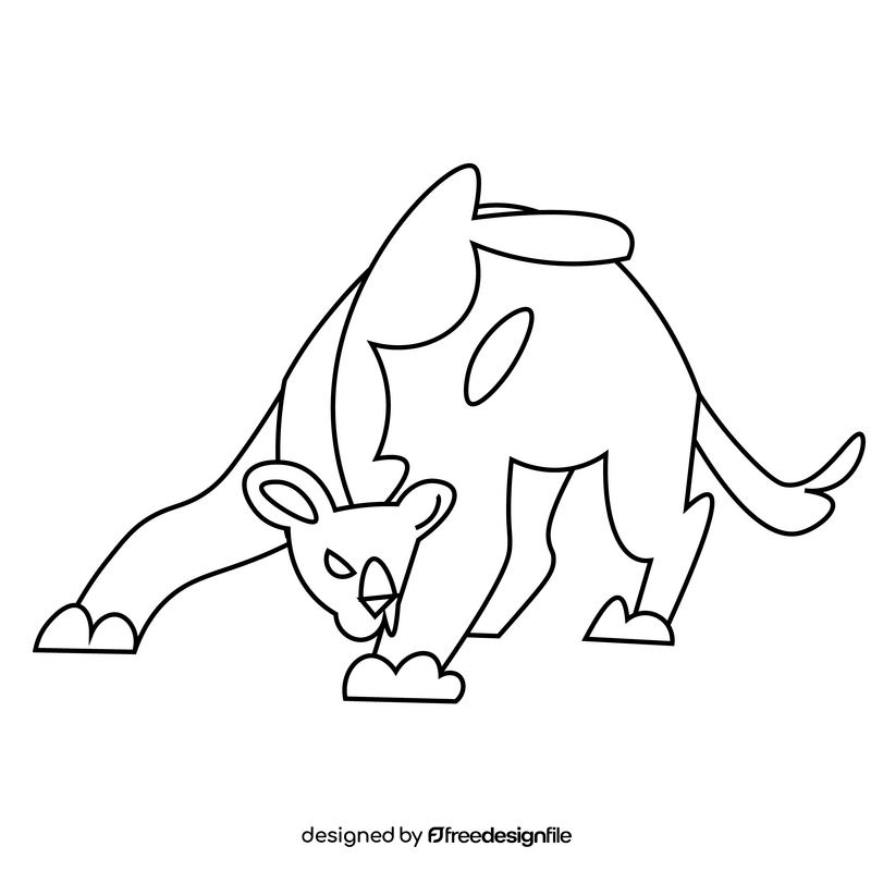 Hyena attacking black and white clipart