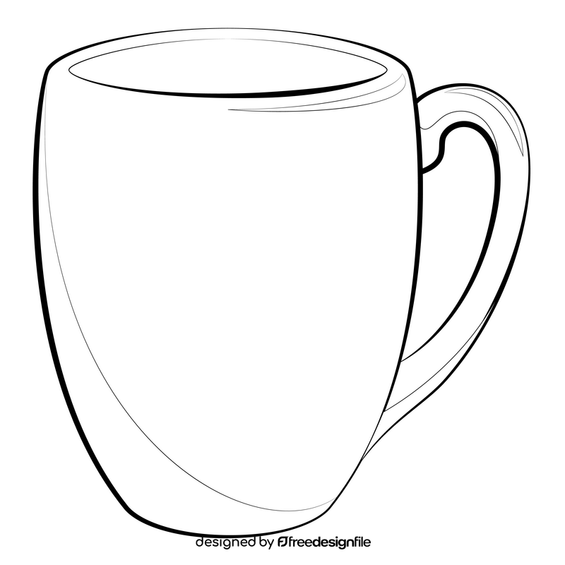 Mug drawing black and white clipart