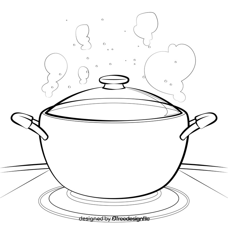 Cooking pot black and white vector