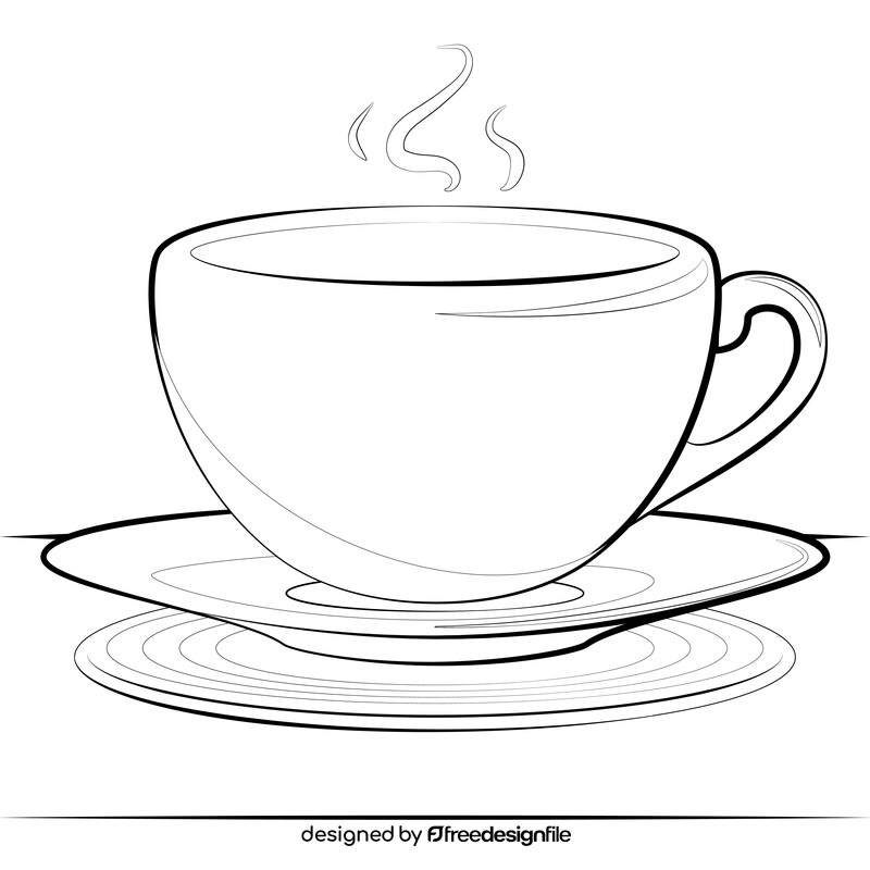 Cup and saucer black and white vector