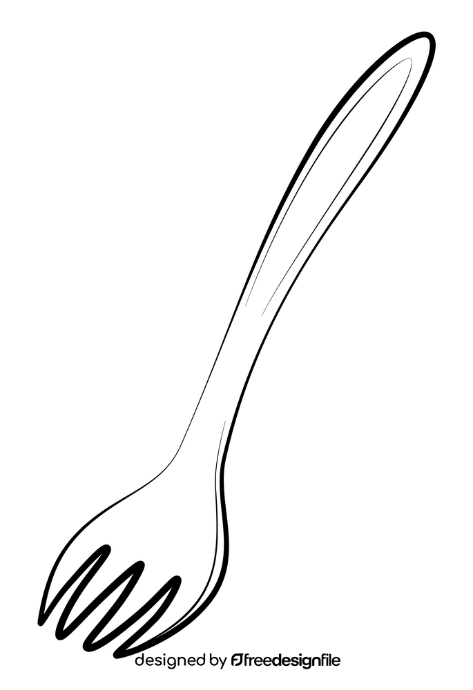 Fork drawing black and white clipart