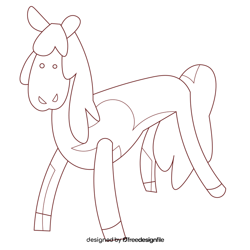 Horse cartoon black and white clipart
