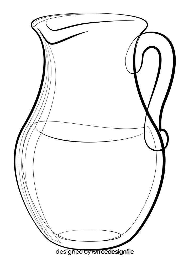 Jug drawing black and white clipart