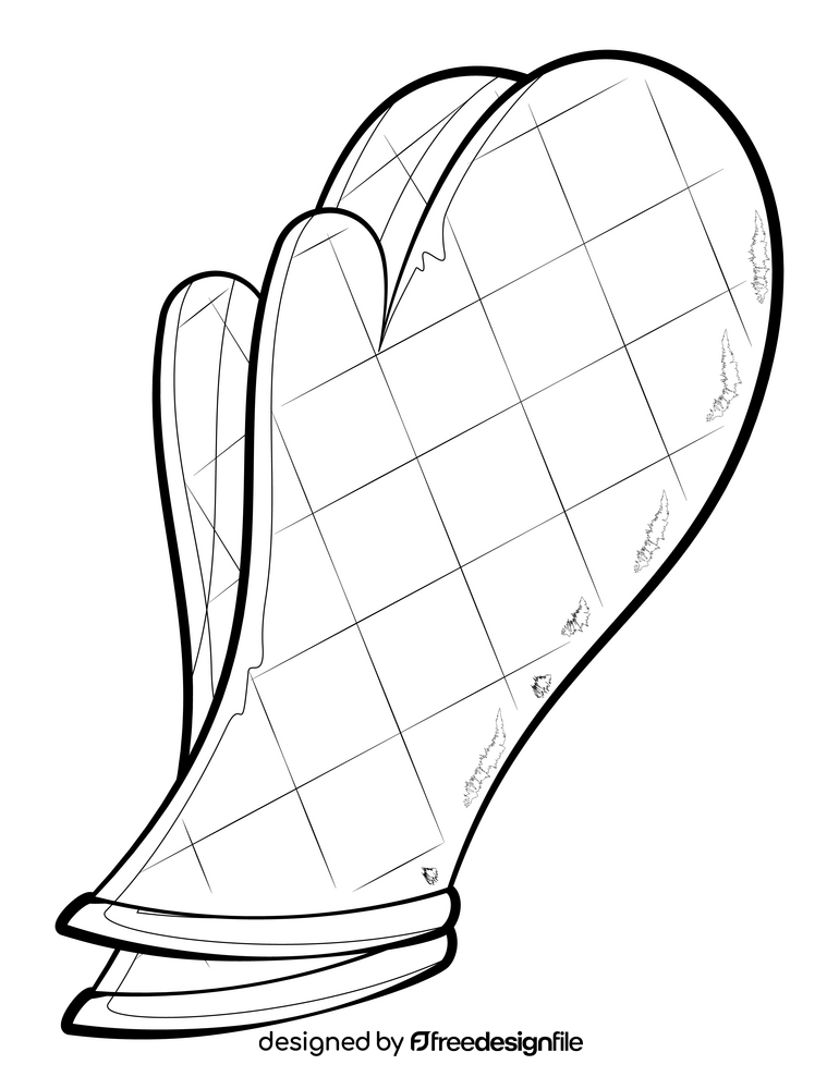 Oven mitts drawing black and white clipart