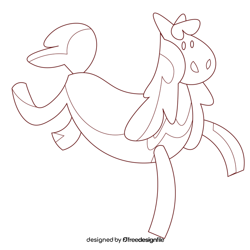 Horse playful black and white clipart