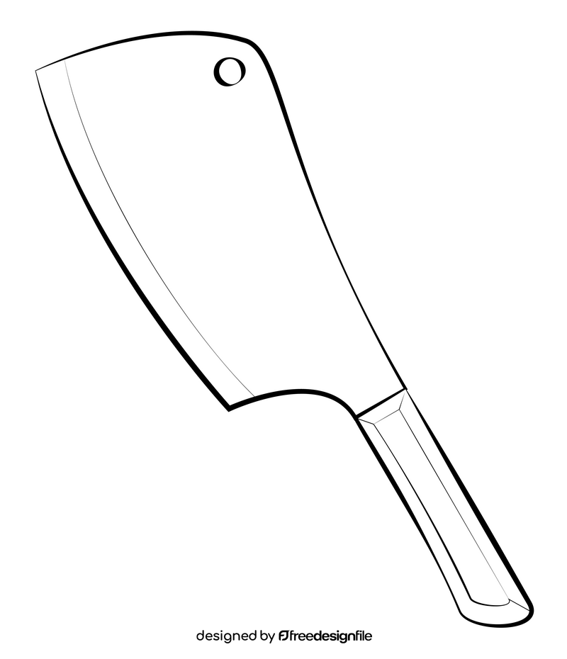 Butcher cleaver knife drawing black and white clipart