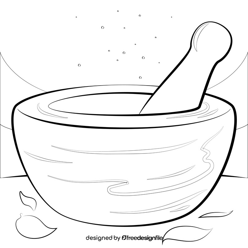 Mortar and pestle black and white vector