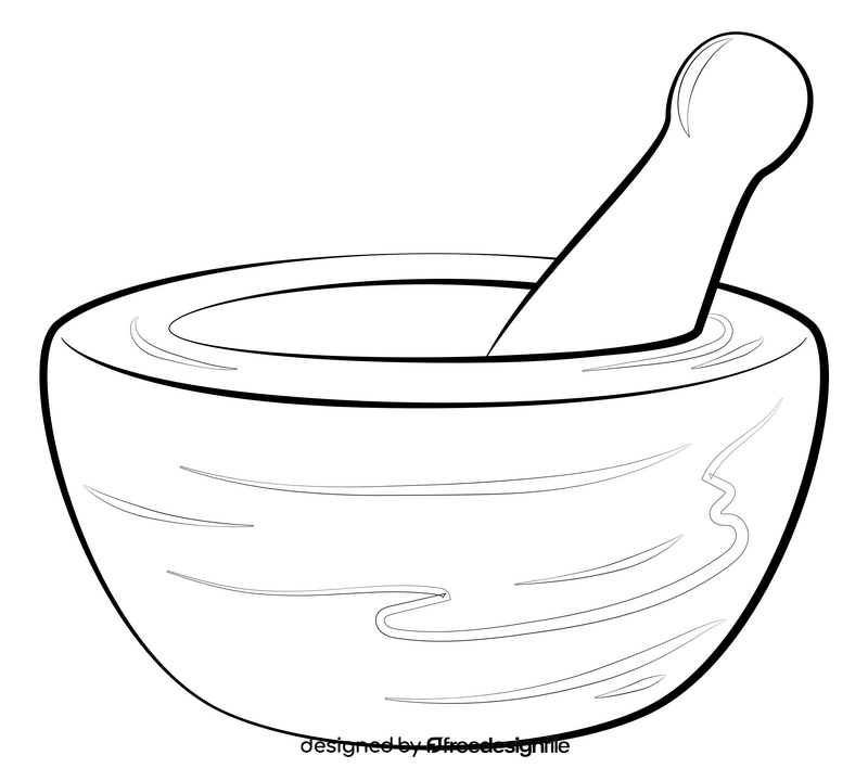 Mortar and pestle drawing black and white clipart