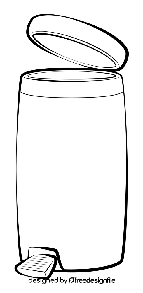 Pedal rubbish bin drawing black and white clipart