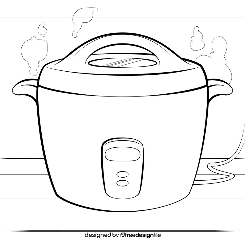 Rice cooker black and white vector