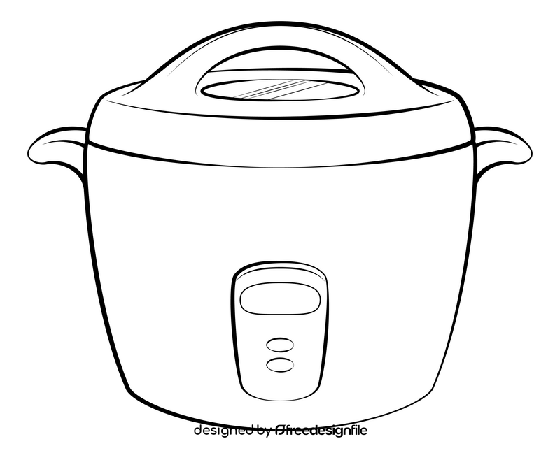 Rice cooker drawing black and white clipart