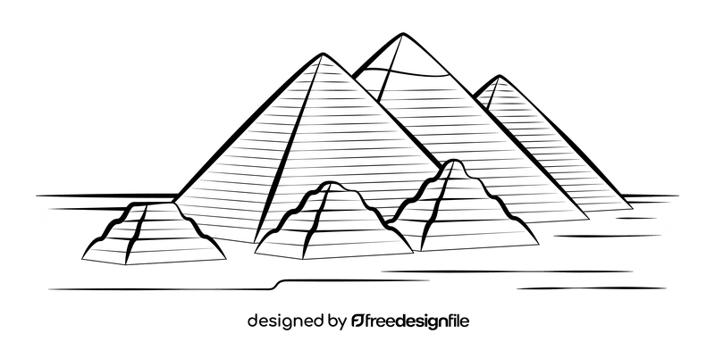 Pyramids black and white clipart vector free download