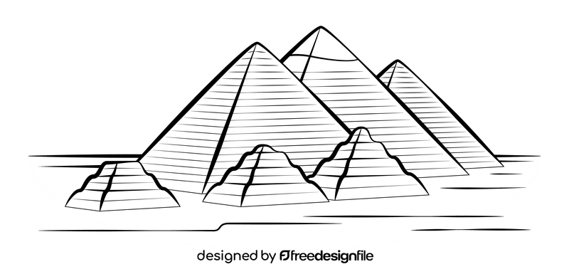 Pyramids black and white clipart