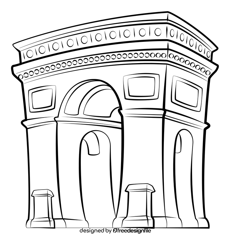 Arc de triomphe black and white clipart