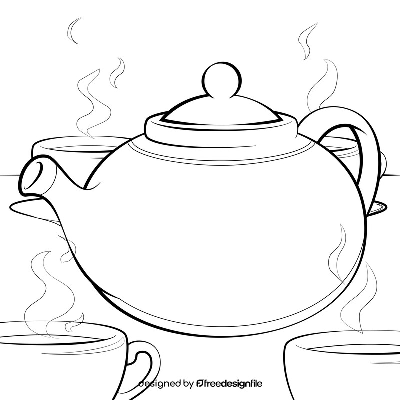 Teapot black and white vector