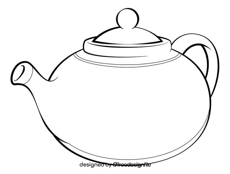 Teapot drawing black and white clipart