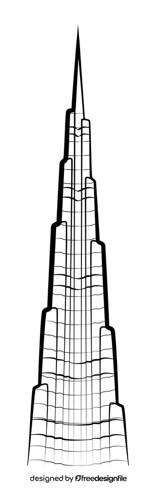 Burj khalifa black and white clipart