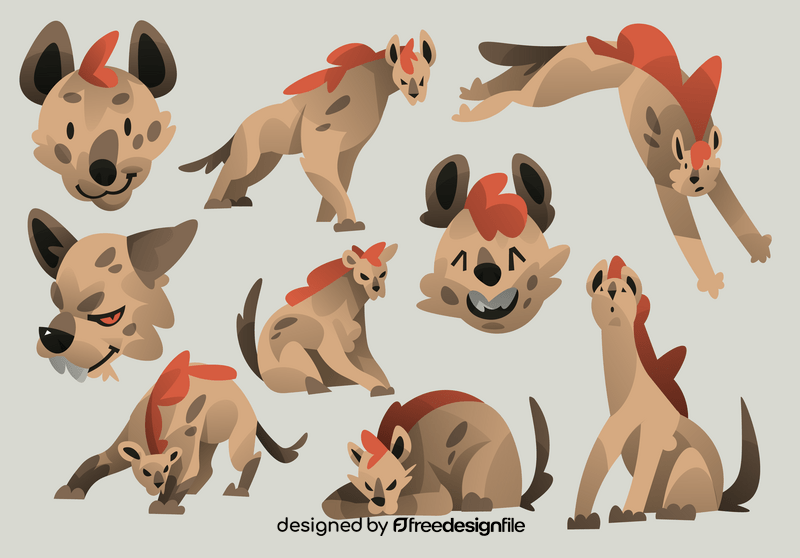 Hyena cartoon set vector