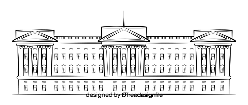 Buckingham palace black and white clipart