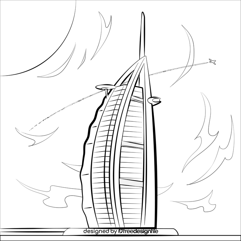 Burj al arab black and white vector