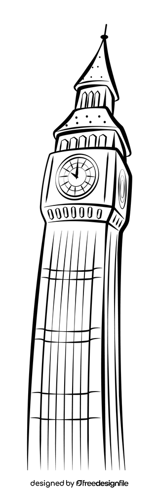 Big ben black and white clipart