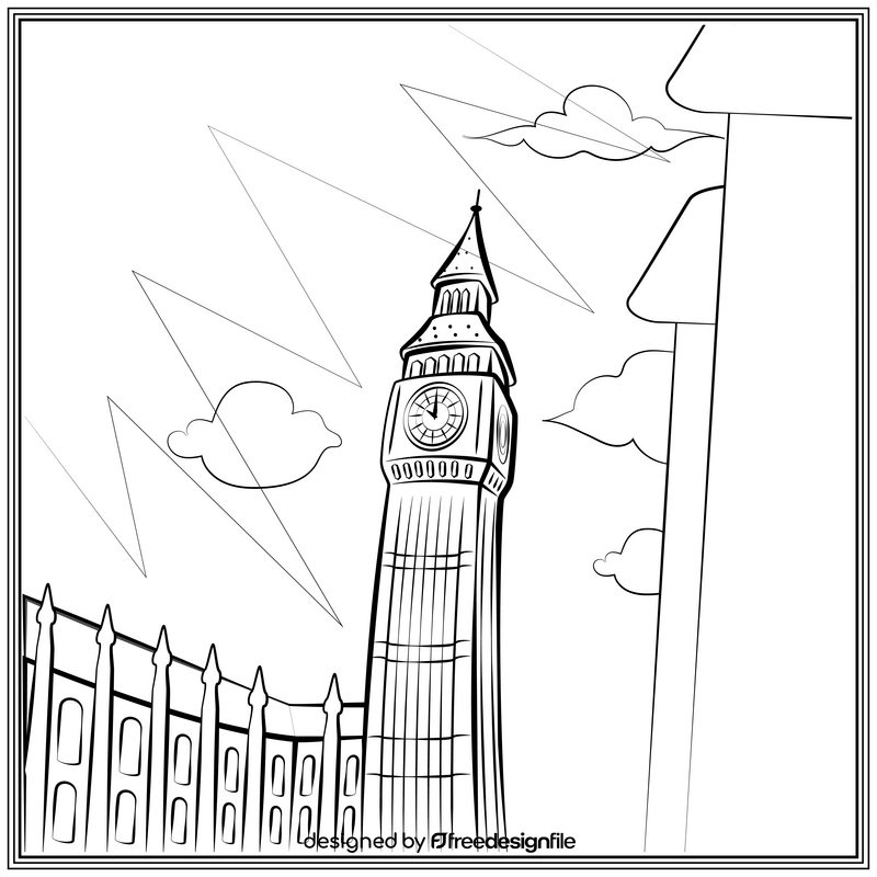 Big ben black and white vector