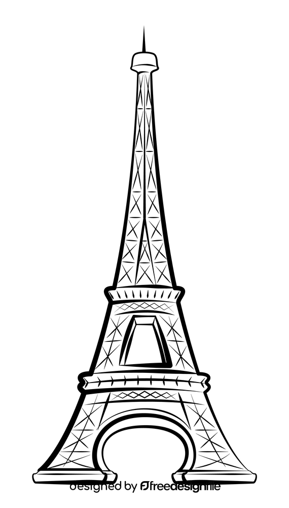 Eiffel tower black and white clipart