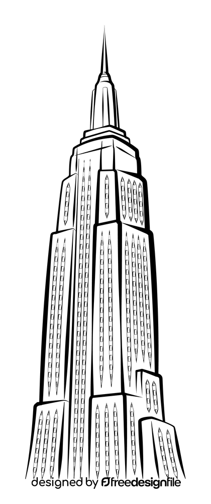 Empire state building black and white clipart