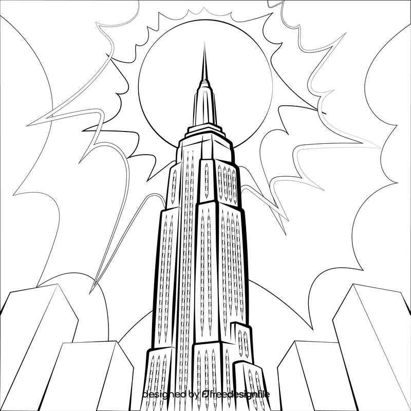 Empire state building black and white vector