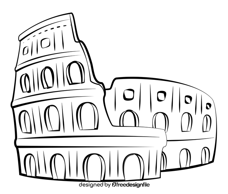 Colosseum black and white clipart