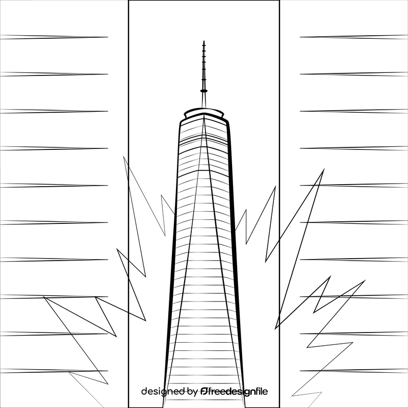 One world trade center black and white vector