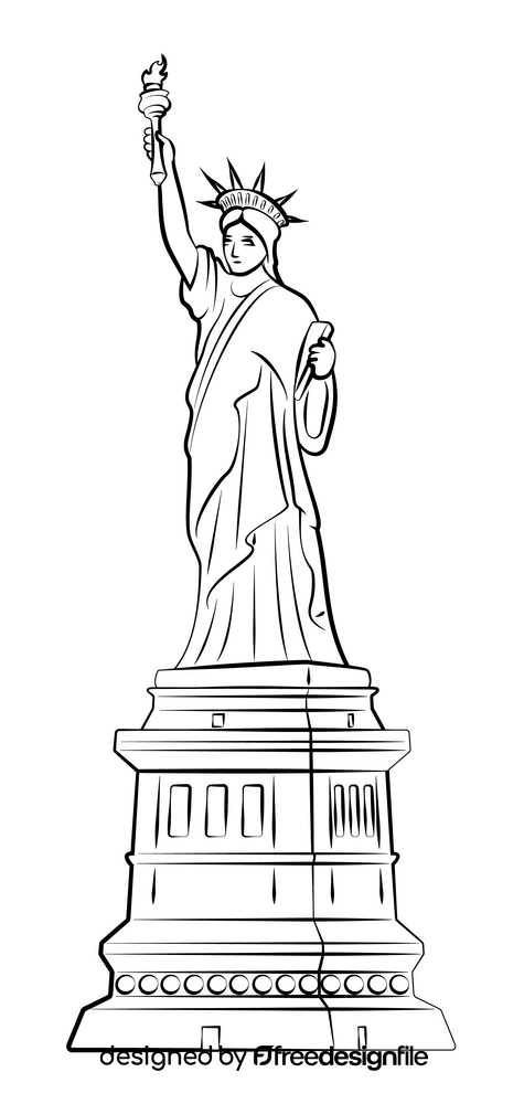 Statue of liberty black and white clipart