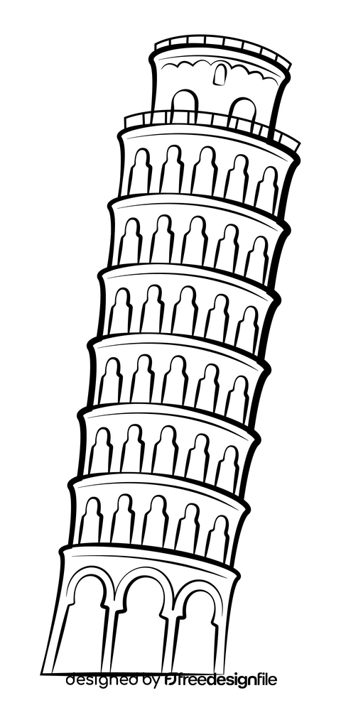 Tower of pisa black and white clipart
