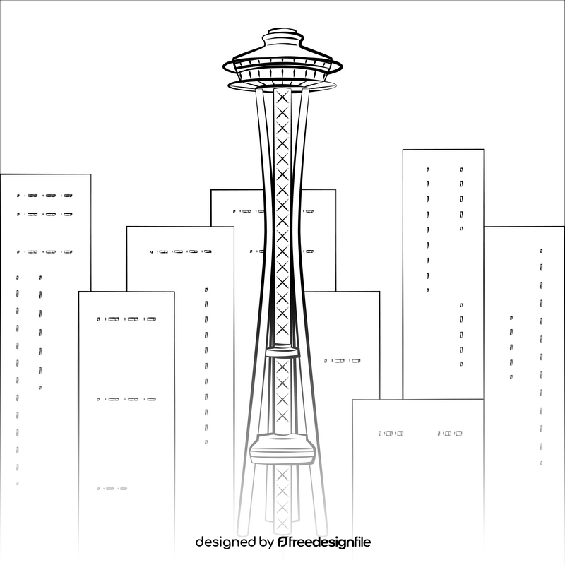 Space needle black and white vector