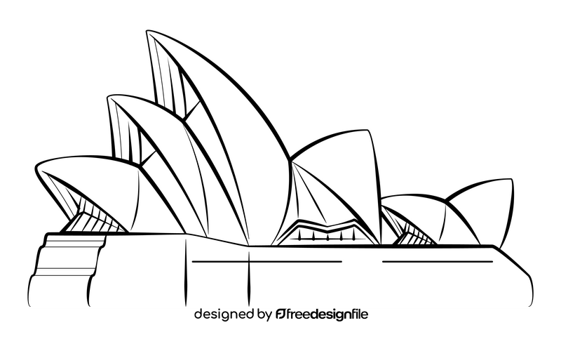 Sydney opera black and white clipart