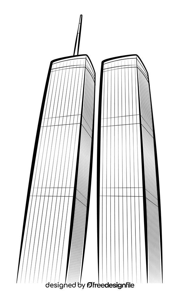Twin towers black and white clipart