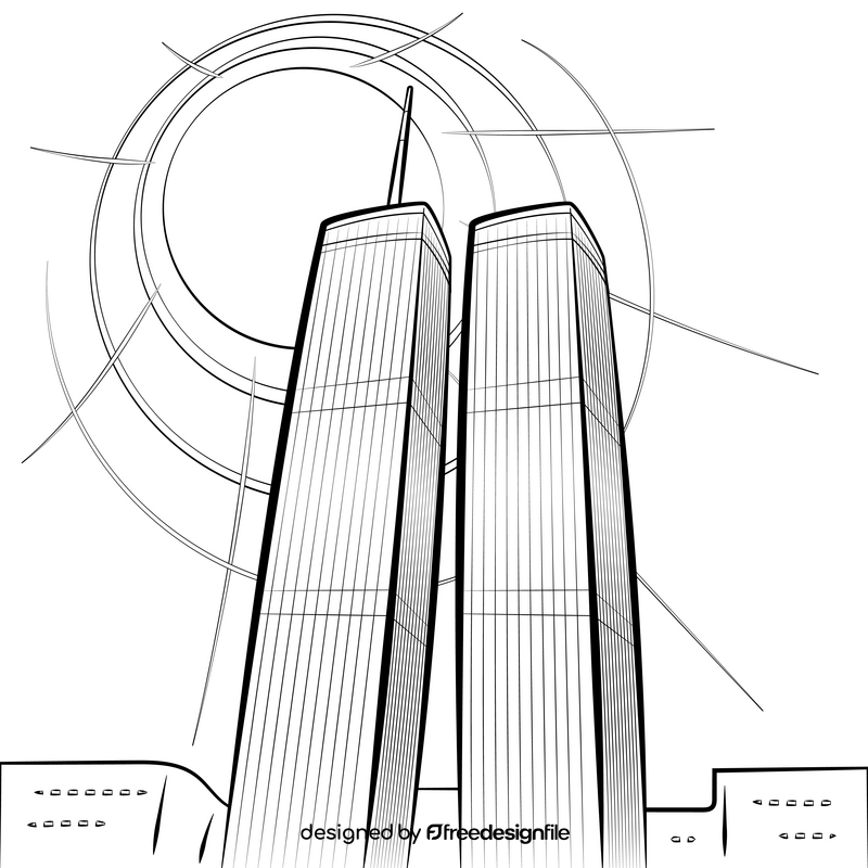 Twin towers black and white vector