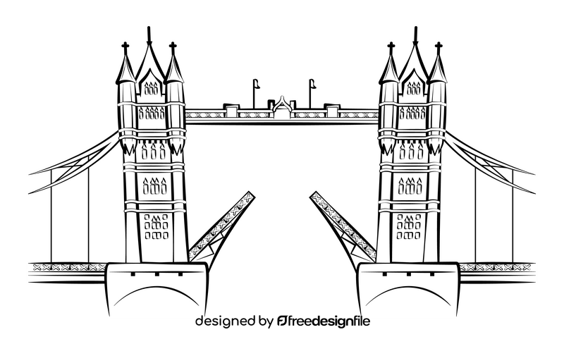 Tower bridge black and white clipart