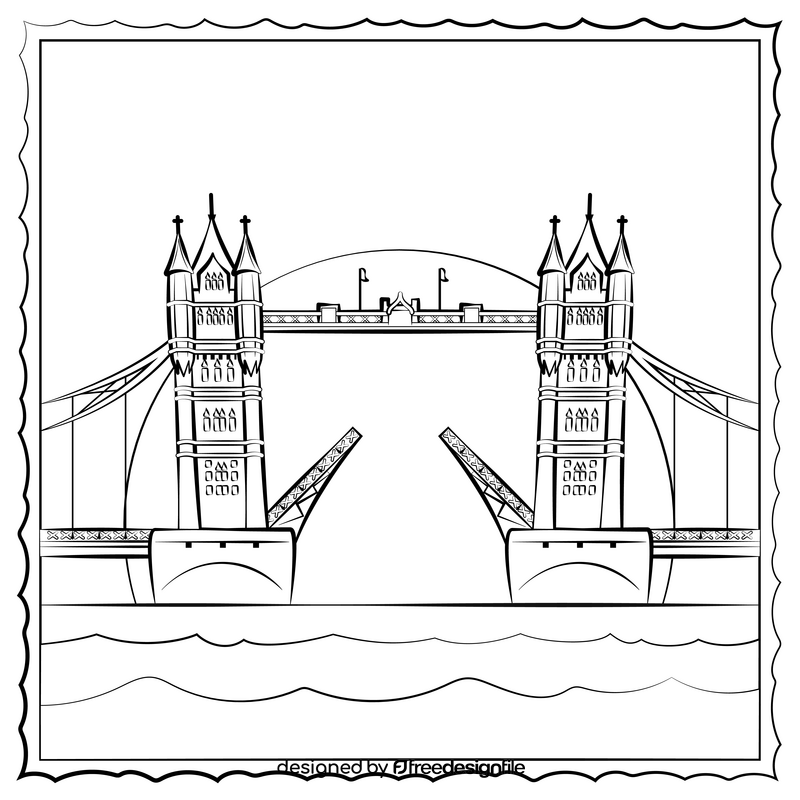 Tower bridge black and white vector