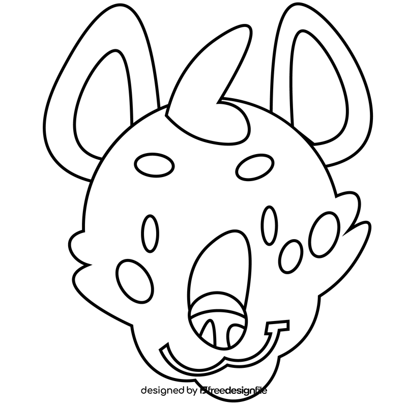 Cartoon hyena head black and white clipart