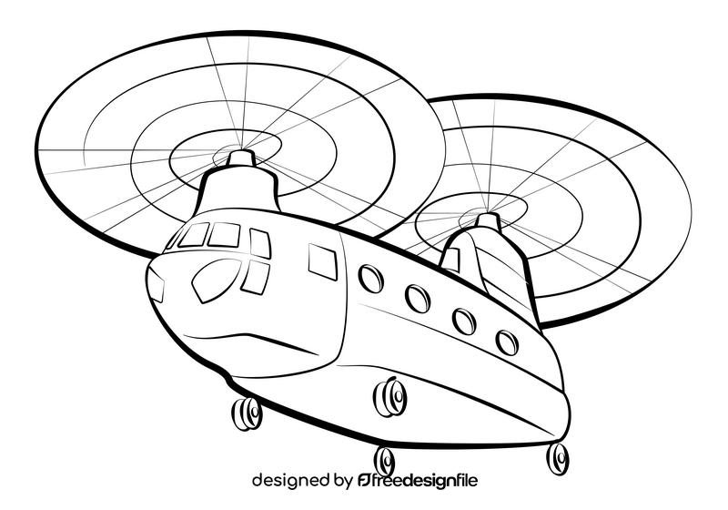 Chinook helicopter black and white clipart