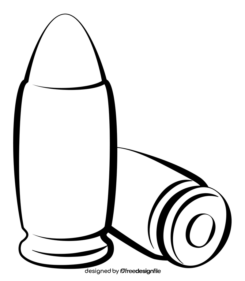 Handgun bullets black and white clipart