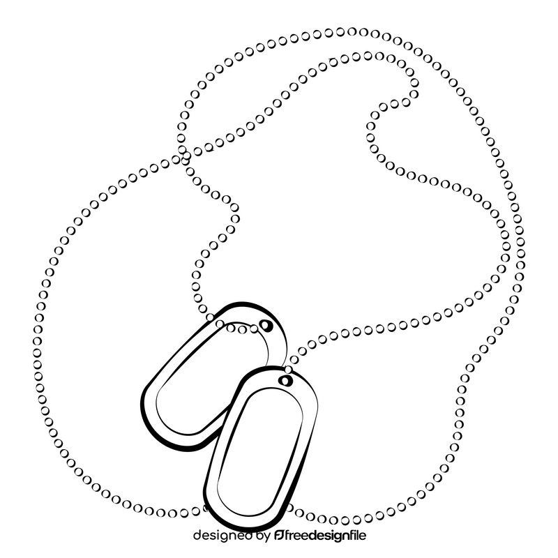 Dog tags black and white clipart