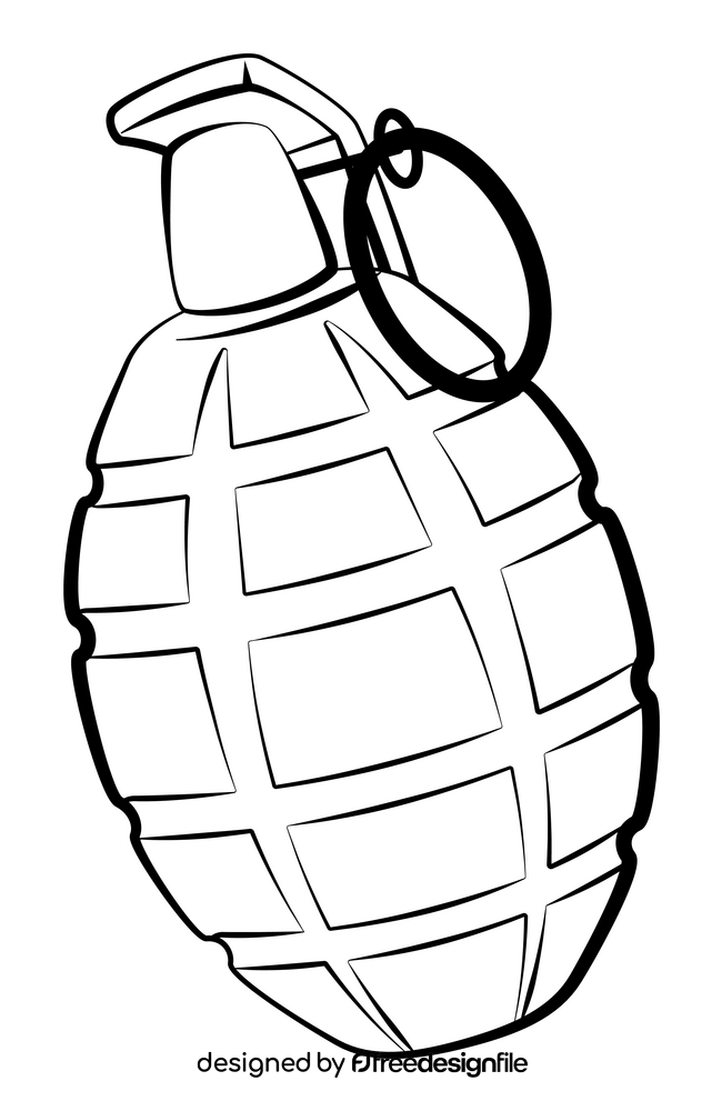 Grenade black and white clipart